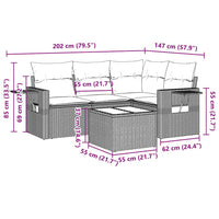 Set Divano da Giardino 5pz con Cuscini-Sofa da Giardino-Divanetto da esterno Grigio Chiaro Polyrattan 760969