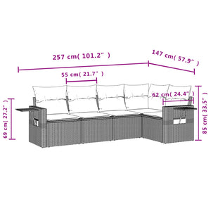 Set Divano da Giardino 5 pz con Cuscini-Sofa da Giardino-Divanetto da esterno Grigio in Polyrattan 391820