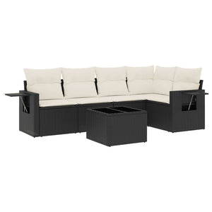 Set Divano da Giardino 6 pz con Cuscini Nero in Polyrattancod mxl 89262