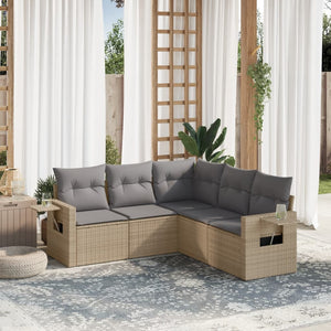 Set Divano da Giardino 5 pz con Cuscini Beige in Polyrattan 3220148
