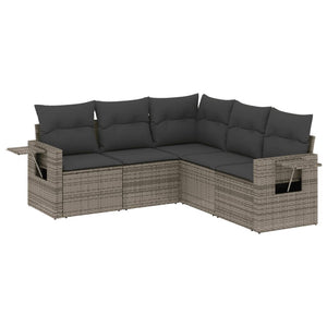 Set Divano da Giardino 5 pz con Cuscini-Sofa da Giardino-Divanetto da esterno Grigio in Polyrattan 560336