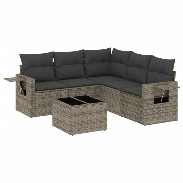 Set Divano da Giardino 6 pz con Cuscini Grigio in Polyrattan 3220159