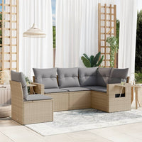 Set Divano da Giardino 5 pz con Cuscini-Sofa da Giardino-Divanetto da esterno Beige in Polyrattan 594666