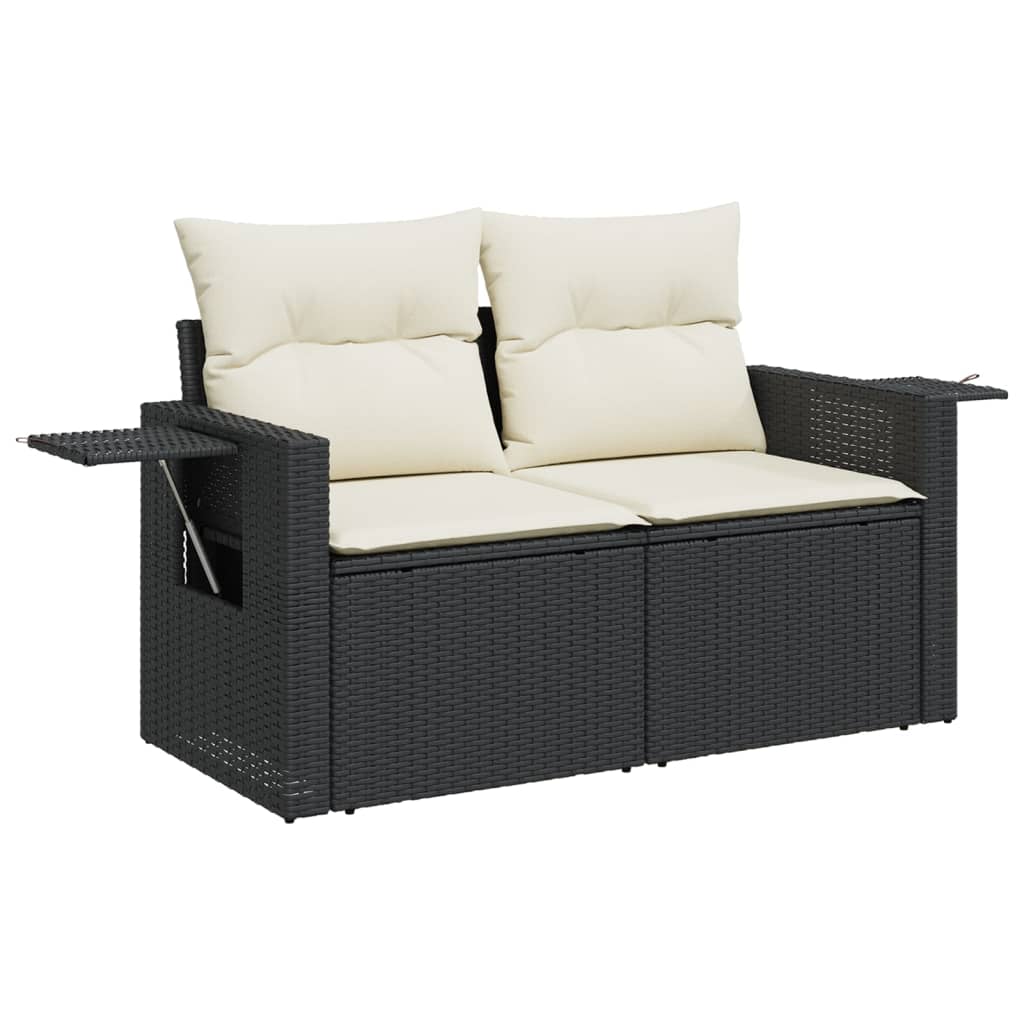 Set Divano da Giardino 6 pz con Cuscini-Sofa da Giardino-Divanetto da esterno Nero in Polyrattan 224189