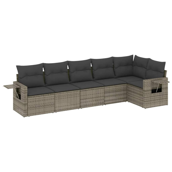 Set Divano da Giardino 6 pz con Cuscini Grigio in Polyrattan 3220189