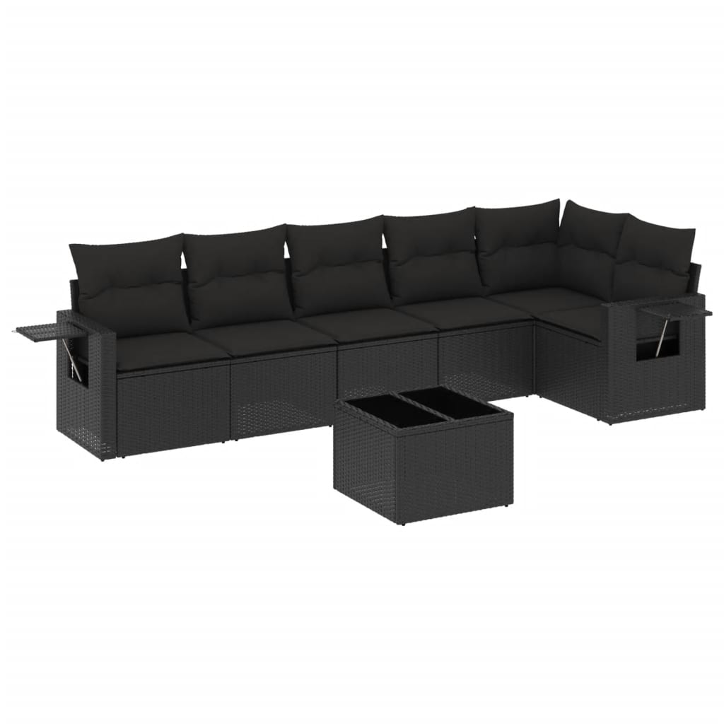 Set Divani da Giardino con Cuscini 7pz Nero Polyrattan 3220194