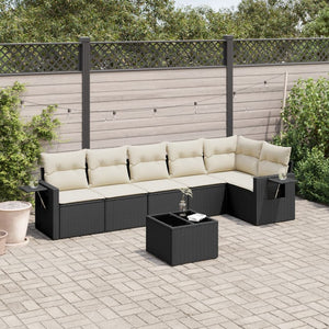 Set Divani da Giardino con Cuscini 7pz Nero Polyrattancod mxl 116637