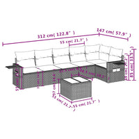 Set Divani da Giardino 7pz con Cuscini Grigio Chiaro Polyrattan 3220201