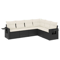 Set Divano da Giardino 6 pz con Cuscini-Sofa da Giardino-Divanetto da esterno Nero in Polyrattan 488445