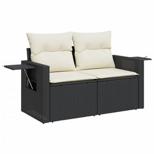 Set Divano da Giardino 6 pz con Cuscini-Sofa da Giardino-Divanetto da esterno Nero in Polyrattan 488445