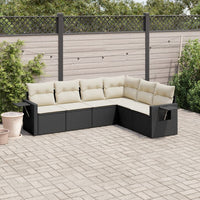 Set Divano da Giardino 6 pz con Cuscini-Sofa da Giardino-Divanetto da esterno Nero in Polyrattan 488445