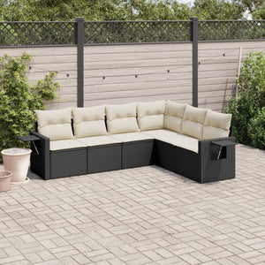 Set Divano da Giardino 6 pz con Cuscini-Sofa da Giardino-Divanetto da esterno Nero in Polyrattan 488445