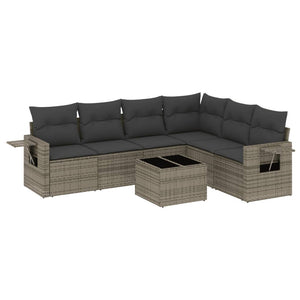 Set Divani da Giardino 7 pz con Cuscini Grigio in Polyrattan 3220219