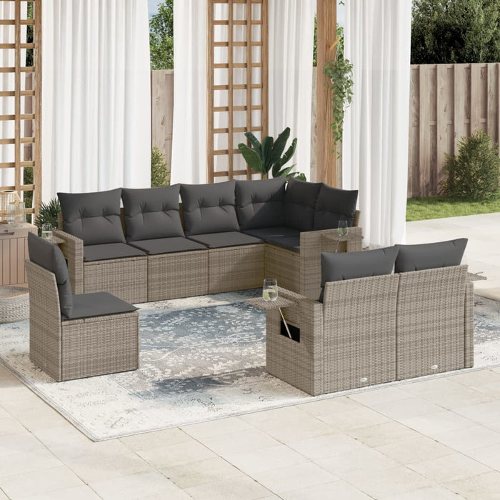 Set Divano da Giardino 8 pz con Cuscini Grigio in Polyrattan 3220439