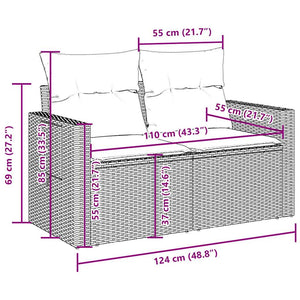 Set Divano da Giardino 6 pz con Cuscini Marrone in Polyrattan