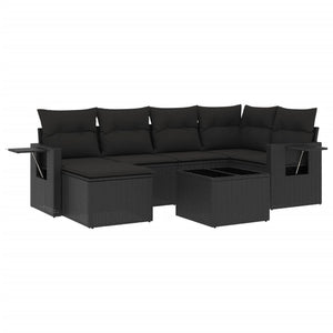 Set Divani da Giardino con Cuscini 7pz Nero Polyrattan 3220464