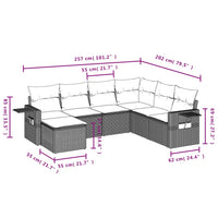 Set Divani da Giardino con Cuscini 7pz Nero Polyrattan