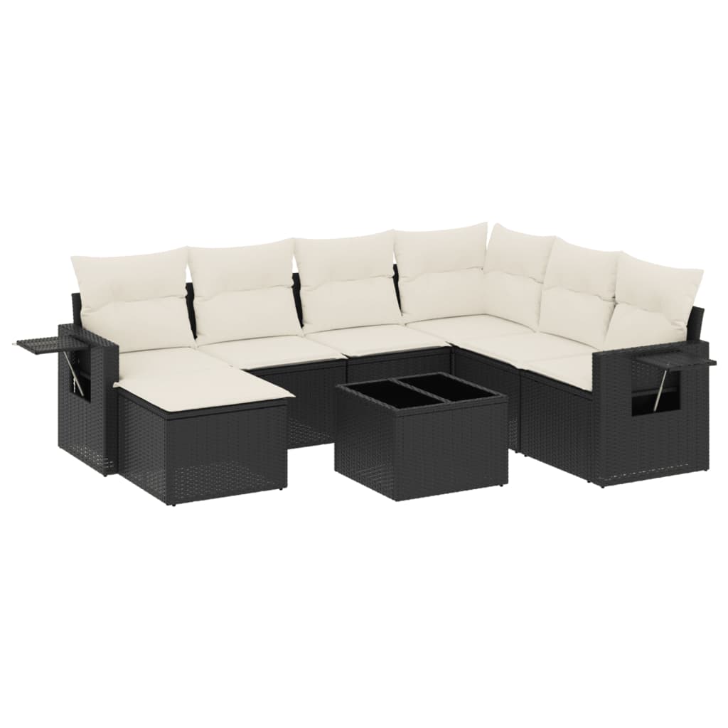 Set Divani da Giardino con Cuscini 8 pz Nero in Polyrattan 3220505