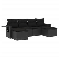 Set Divano da Giardino 6 pz con Cuscini-Sofa da Giardino-Divanetto da esterno Nero in Polyrattan 494075
