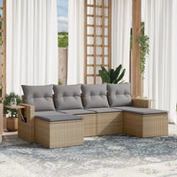 Set Divano da Giardino 6 pz con Cuscini-Sofa da Giardino-Divanetto da esterno Beige in Polyrattan 371968