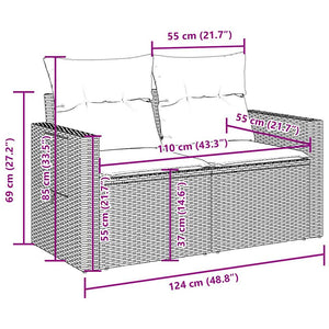 Set Divano da Giardino 6 pz con Cuscini-Sofa da Giardino-Divanetto da esterno Marrone in Polyrattan 432259