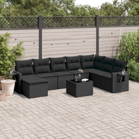 Set Divani da Giardino 9 pz con Cuscini Nero in Polyrattan 3220564