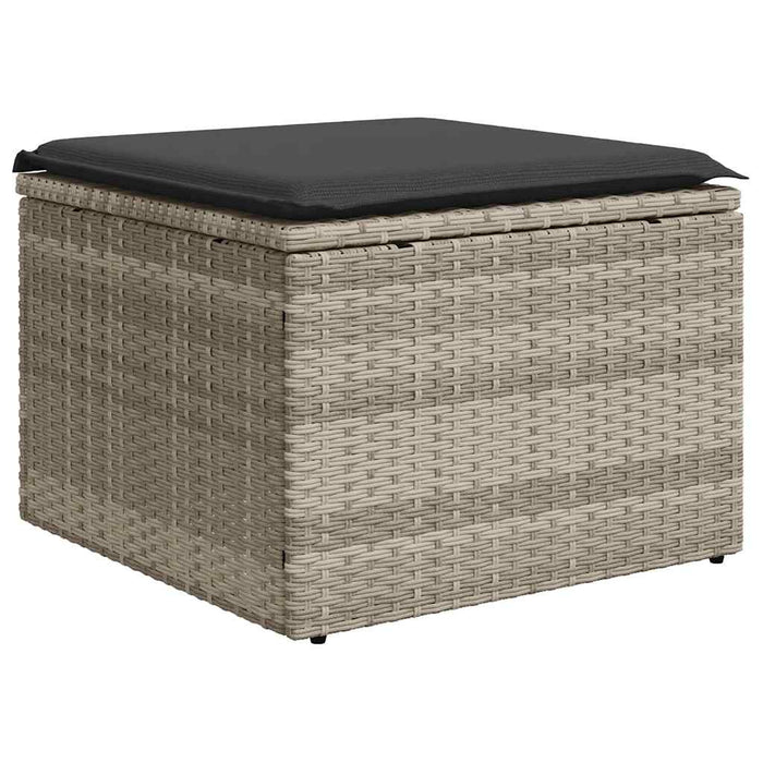 Set Divano da Giardino 9pz con Cuscini Grigio Chiaro Polyrattan