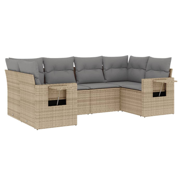 Set Divano da Giardino 6 pz con Cuscini Beige in Polyrattan 3220578