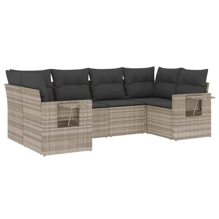 Set Divano da Giardino 6pz con Cuscini Grigio Chiaro Polyrattan 3220581