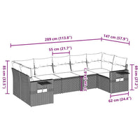 Set Divani da Giardino 7 pz con Cuscini Marrone in Polyrattan