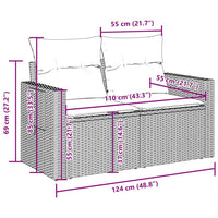 Set Divani da Giardino 7 pz con Cuscini Marrone in Polyrattan