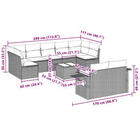 Set Divano Giardino 10 pz con Cuscini Grigio Chiaro Polyrattan 3220631
