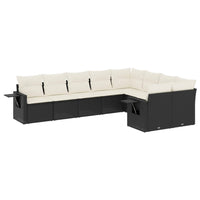 Set Divani da Giardino 9 pz con Cuscini Nero in Polyrattan 3220635