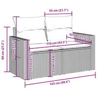 Set Divani da Giardino 9pz con Cuscini Marrone in Polyrattan