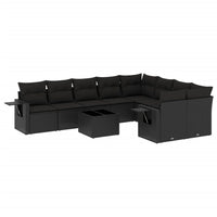 Set Divani da Giardino 10pz con Cuscini in Polyrattan Nero 3220644
