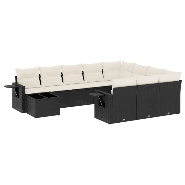 Set Divani da Giardino 11 pz con Cuscini in Polyrattan Nero