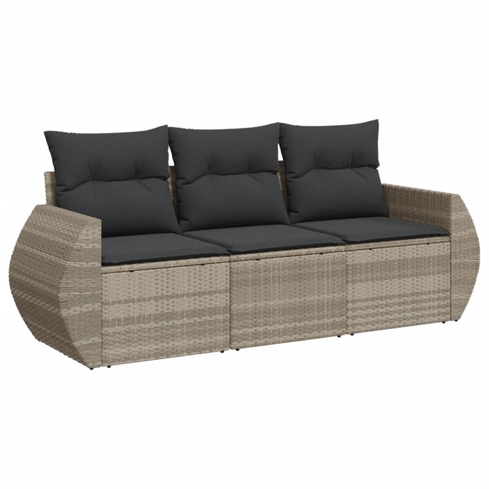 Set Divano da Giardino 3pz con Cuscini-Sofa da Giardino-Divanetto da esterno Grigio Chiaro Polyrattan 400890