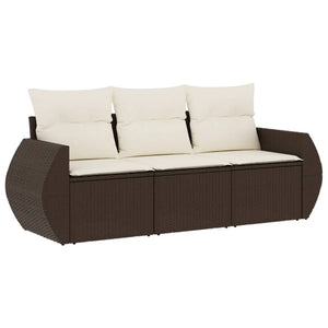 Set Divano da Giardino 3 pz con Cuscini-Sofa da Giardino-Divanetto da esterno Marrone in Polyrattan 527691