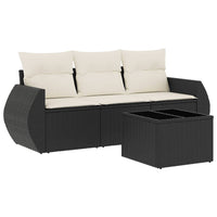 Set Divani da Giardino 4 pz con Cuscini Nero in Polyrattan