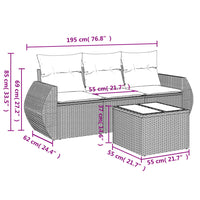 Set Divano da Giardino 4 pz con Cuscini-Sofa da Giardino-Divanetto da esterno Beige in Polyrattan 658669
