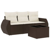 Set Divano da Giardino 4 pz con Cuscini-Sofa da Giardino-Divanetto da esterno Marrone in Polyrattan 756235