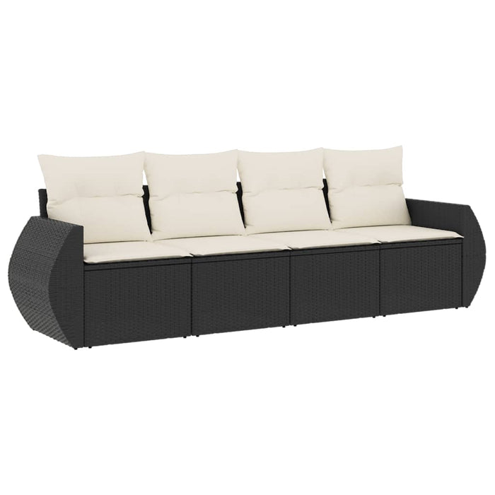 Set Divani da Giardino 4 pz con Cuscini Nero in Polyrattancod mxl 115057