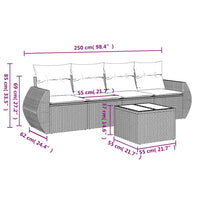 Set Divano da Giardino 5pz con Cuscini-Sofa da Giardino-Divanetto da esterno Grigio Chiaro Polyrattan 955941