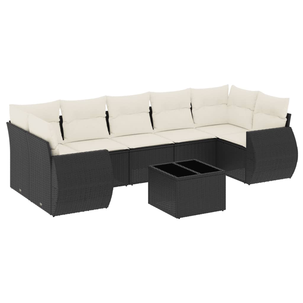 Set Divani da Giardino con Cuscini 8 pz Nero in Polyrattan 3221135