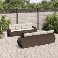 Set Divani da Giardino 9pz con Cuscini Marrone in Polyrattan 3221152
