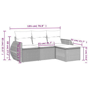Set Divano da Giardino 4 pz con Cuscini-Sofa da Giardino-Divanetto da esterno Marrone in Polyrattan 188350