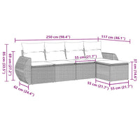 Set Divano da Giardino 5pz con Cuscini-Sofa da Giardino-Divanetto da esterno Grigio Chiaro Polyrattan 736302