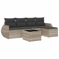 Set Divano da Giardino 6pz con Cuscini Grigio Chiaro Polyrattan