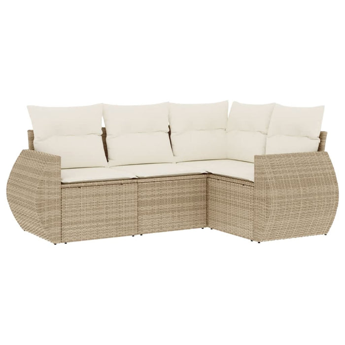 Set Divano da Giardino 4 pz con Cuscini-Sofa da Giardino-Divanetto da esterno Beige in Polyrattan 683807