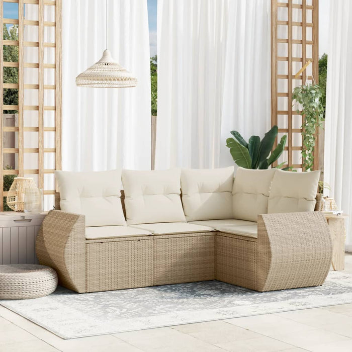 Set Divano da Giardino 4 pz con Cuscini Beige in Polyrattancod mxl 90236